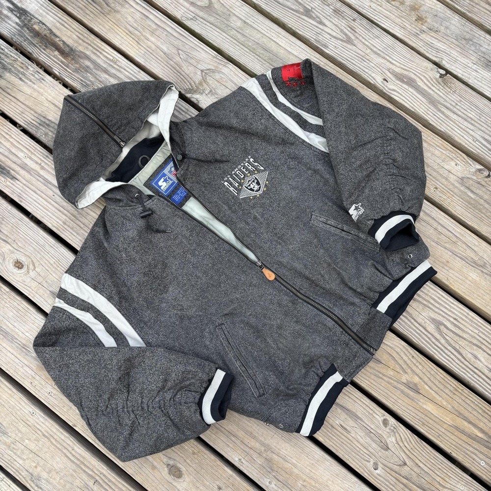 Vintage style  Los Angeles Raiders Jacket Mens Large Gray NFL Football Starter